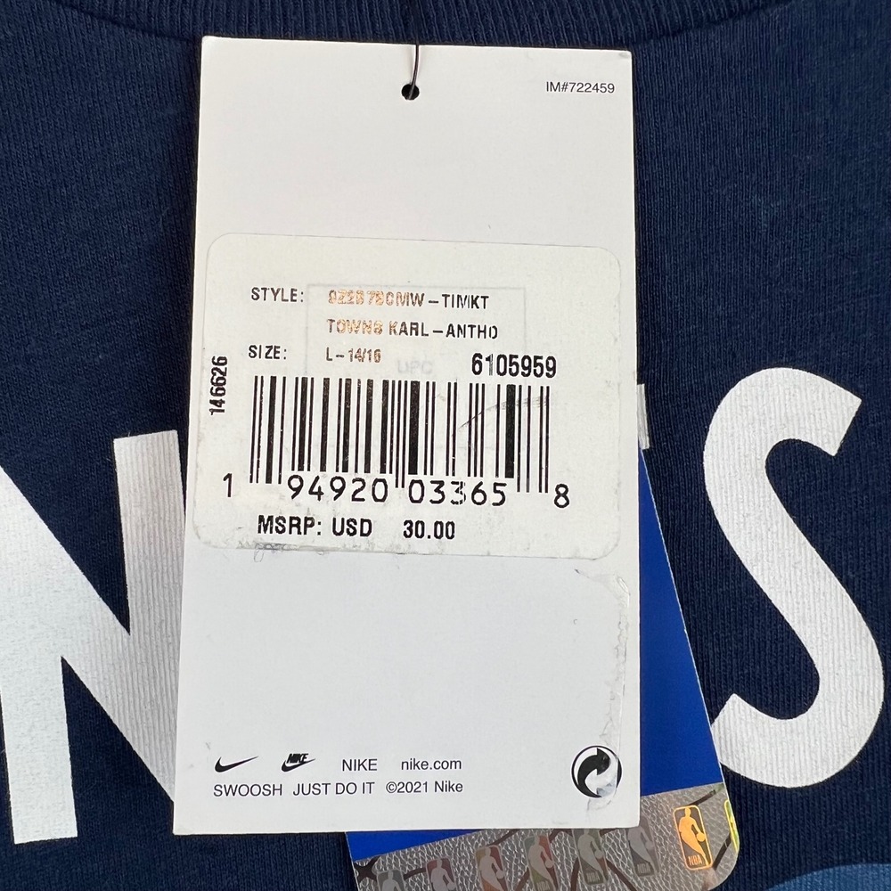 Nike Minnesota Timberwolves Karl-Anthony Towns 32 NBA T-Shirt Kids Large 14-16 - Picture 7 of 10